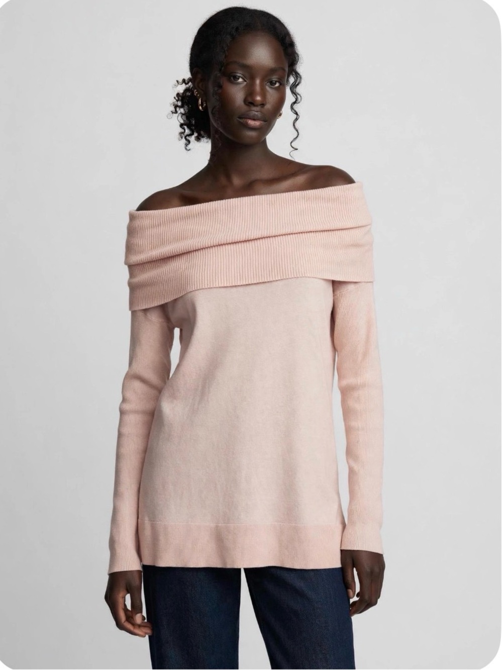 CASLON M Blush Pink Off Shoulder Sweater - 3-in-1 Convertible - Size Medium